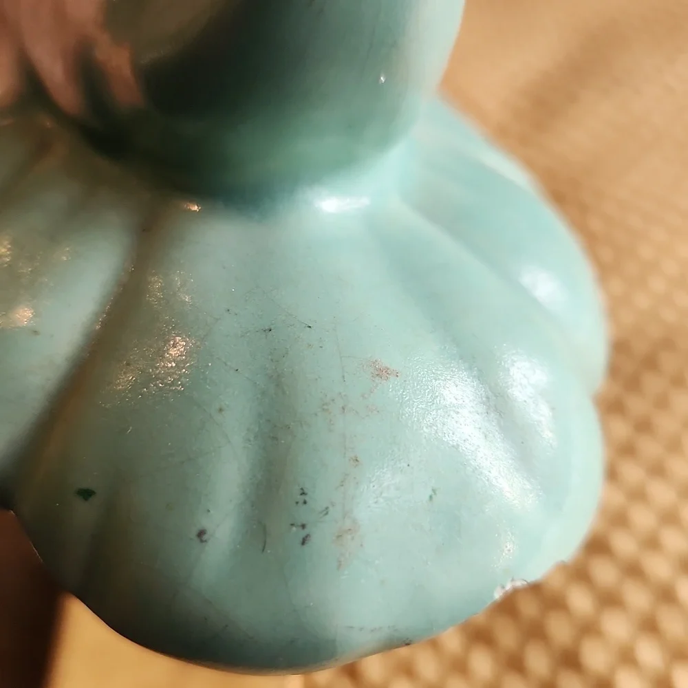Vintage Weller Pottery Matte Green Cornucopia Vase Wild Rose Mcm
